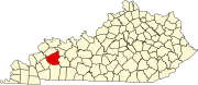 Map of Kentucky highlighting Hopkins County