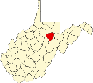 Map of West Virginia highlighting Barbour County