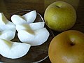 3. Mochi's suggestion: Whole and cut Hosui, a Japanese breed of Asian pear