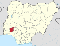 Location of Osun State in Nigeria