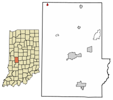 Location of Russellville in Putnam County, Indiana.