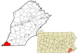 Location of West Nottingham Township in Chester County and the state of Pennsylvania