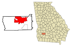 在多尔蒂县和佐治亚州的位置