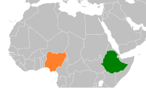 Map indicating locations of Ethiopia and Nigeria