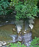 Water falling over the shale creek bed in Euclid Creek Reservation.