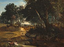 尚-巴蒂斯·卡密尔·柯洛的《枫丹白露的森林》（Forest of Fontainebleau），175.6 × 242.6cm，约作于1834年，来自切斯特·戴尔（英语：Chester Dale）的收藏。[53]