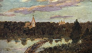 A Quiet Monastery (sketch, wood, oil, 1890, private collection)