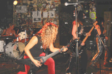 The Motorpsychos performing at CBGB, 2004 (L-R: Dennis Brown, Abby Krizner, Amy Bianco, Pamela Simmons)