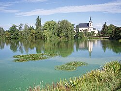 Příkop pond and the Church of Saint Joseph