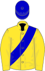 Yellow, blue sash and cap