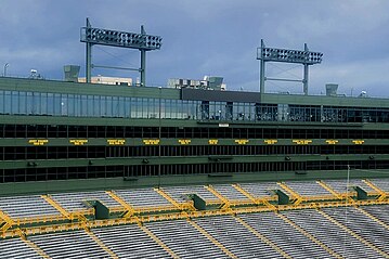 The inside of Lambeau Field showing the first half of names.