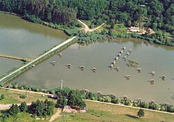 an aerial view of Sárvíz Lake