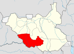 西赤道州在南苏丹的位置