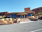 The Meteor Crater Visitor Center. It is located on exit 233 off Interstate 40 in Winslow, Arizona.