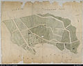 Earliest detailed map of Milsons Point (left) and Kirribilli Point (right): an 1840s subdivision map for the Estate of Robert Campbell (1769–1846). Improvements shown on the map are Milson's dairy and orchard located to the north of Milsons Point.[11]
