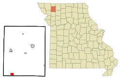 金城在金特里县及密苏里州的位置（以红色标示）