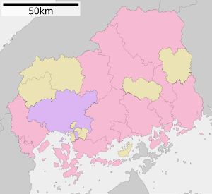 日本都道府县内自治体位置图/广岛县在广岛县的位置