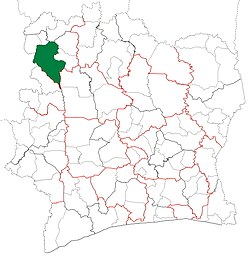Location in Ivory Coast. Odienné Department has had these boundaries since 2012.