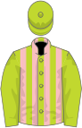 Lime green, pink stripes on body
