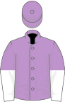 Mauve, mauve and white halved sleeves