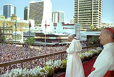 Pope John Paul II addressing the public, 1986