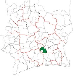Location in Ivory Coast. Toumodi Department has had these boundaries since 2012.