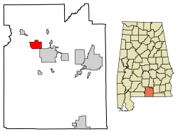 Location of River Falls in Covington County, Alabama.