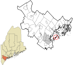 长岛在坎伯兰县的位置（以红色标示）