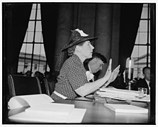 Dorothy Detzer in Washington D.C. May 4, 1939, representing the Women's International League for Peace and Freedom