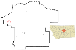 Location of Denton, Montana
