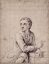 Chalk and pencil sketch of Jack Sheppard in Newgate Prison