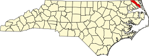 Map of North Carolina highlighting Camden County