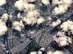 The Place Charles de Gaulle seen from an airliner at 35,000 feet (11,000 m)