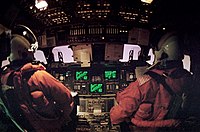 Space Shuttle cockpit view during reentry