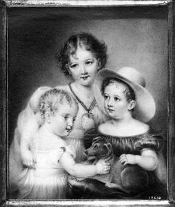 Cornelia, Edward, and Nathaniel Prime, undated. Miniature on ivory, 4+5⁄8 x 3+7⁄8 in. Private collection, New York, New York