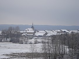 The village of Domjevin in the snow