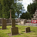 Haig and his wife Dorothy's graves at Dryburgh Abbey and Cross of Sacrifice