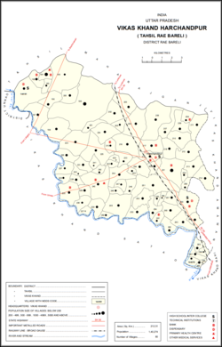 Map showing Johwa Hisar (#200) in Harchandpur CD block