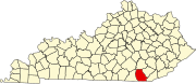 Map of Kentucky highlighting Whitley County