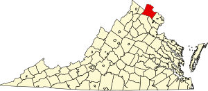 Map of Virginia highlighting Loudoun County