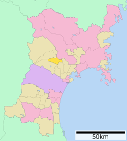 Location of Ōhira in Miyagi Prefecture