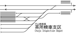 名古屋铁道 茶所站 构内配线略图
