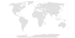 Map indicating locations of Bangladesh and Netherlands