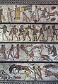 Image 2The Zliten mosaic, from a dining room in present-day Libya, depicts a series of arena scenes: from top, musicians; gladiators; beast fighters; and convicts condemned to the beasts (from Roman Empire)