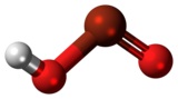 Ball and stick model of the bromous acid molecule