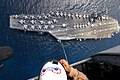 Image 41United States Navy personnel engage in Special Patrol Insertion/Extraction (SPIE) training between a Sikorsky SH-60 Seahawk helicopter and the USS Dwight D. Eisenhower (CVN-69). SPIE involves either a person or goods being lowered from or raised to a helicopter via a cable above terrain on which landing would be difficult.