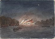 1841年5月21日晚，路易莎号等英舰遭火船攻击