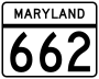 Maryland Route 662 marker