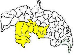 Mandals in Narasaraopeta revenue division (in yellow) of Guntur district