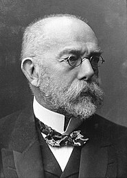 Robert Koch, (1843–1910), known for his founding, with Pasteur, of modern bacteriology, and a father of modern medicine.[219][220] He provided proofs for the scientific basis of public health.[221]